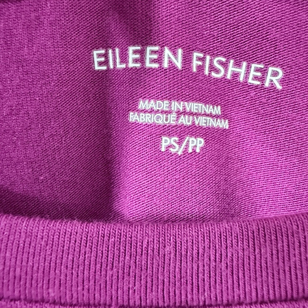 EILEEN FISHER Organic-Cotton Round-Neck T-Shirt Dress Purple Pockets Petite S - Picture 3 of 6
